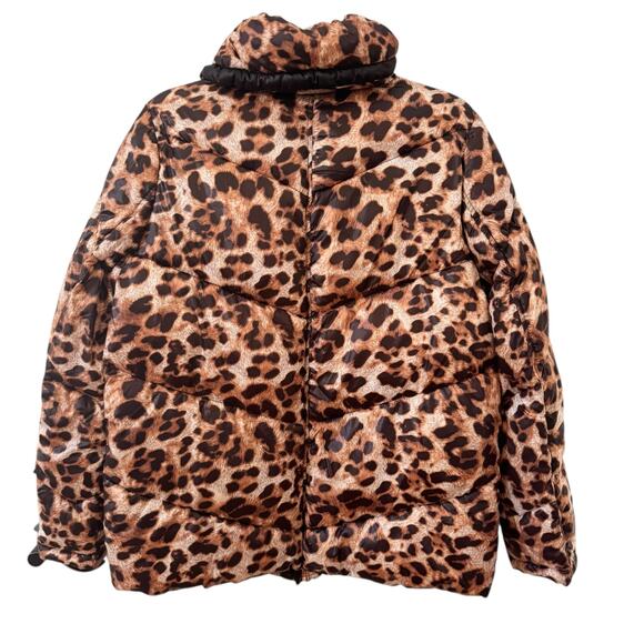 Sam Edelman Leopard Cheetah Print Puffer Funnel Neck Jacket Size M - Picture 11 of 15